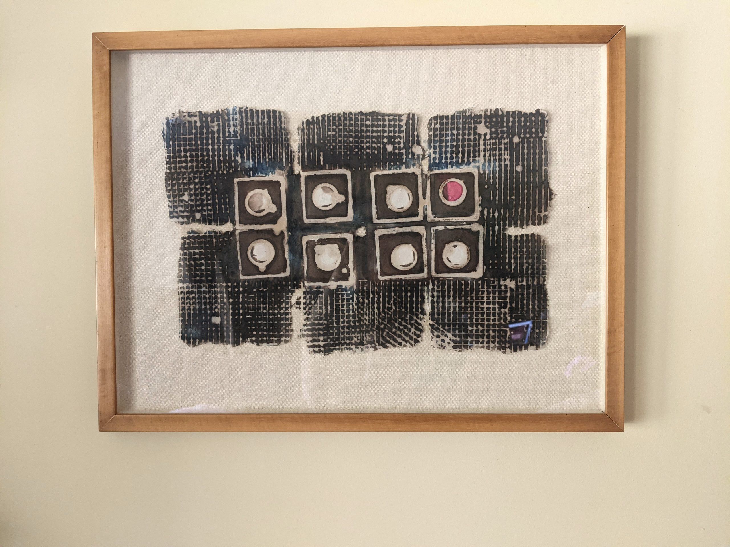 Image is of a framed piece of handmade paper.