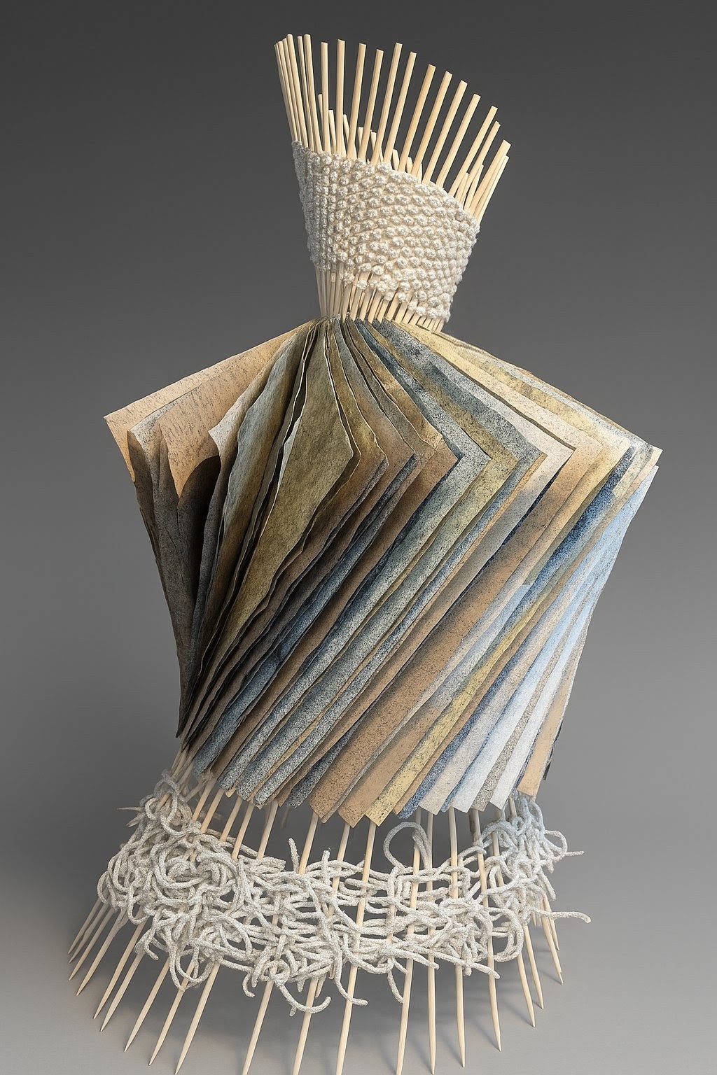 Large piano hinge book sculpture that utilizes upcycled goal netting from Nashville Soccer Club.